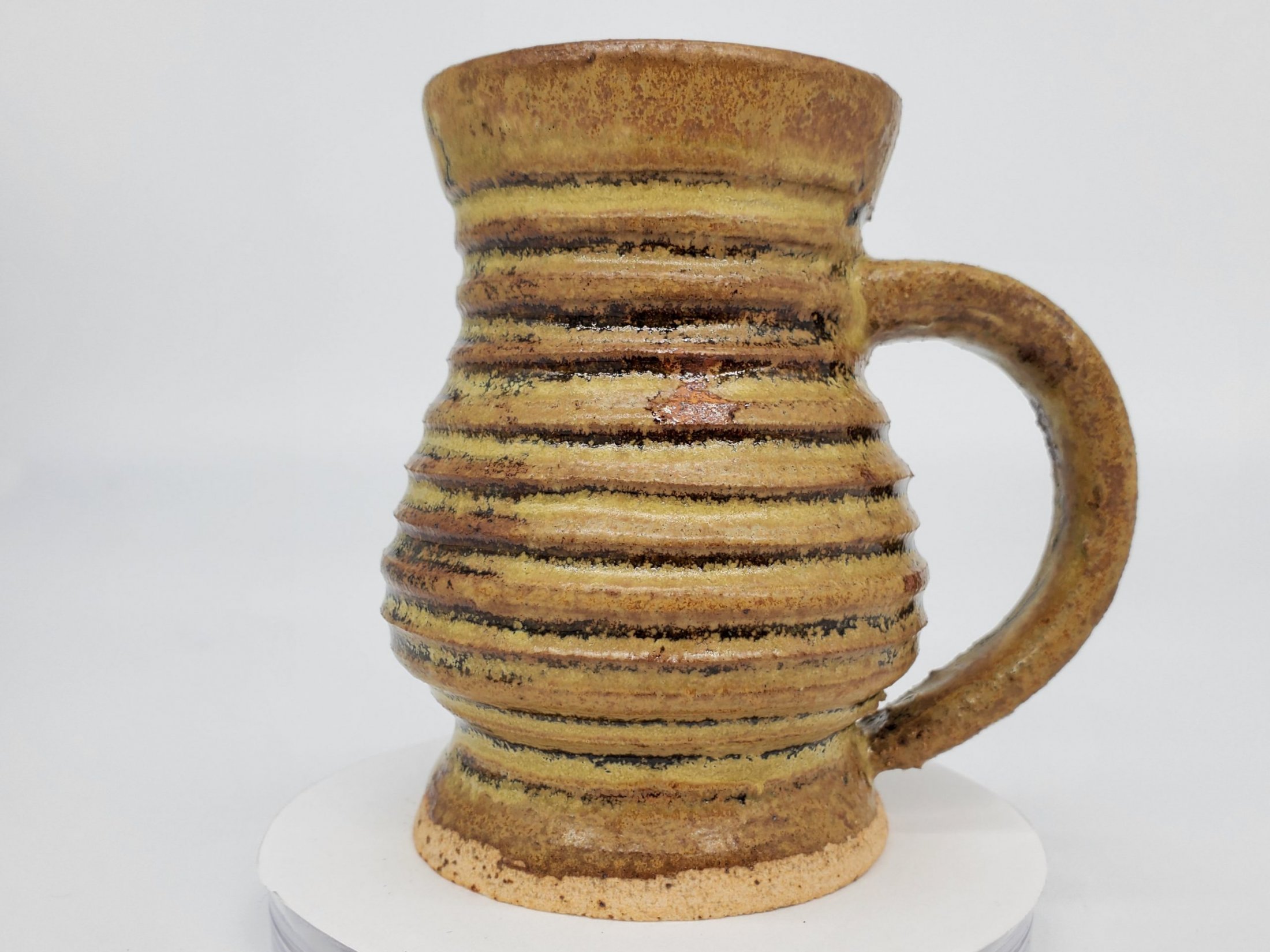 Functional Thrown Small Curvy Rustic Mug With Tortoise Shell Glaze