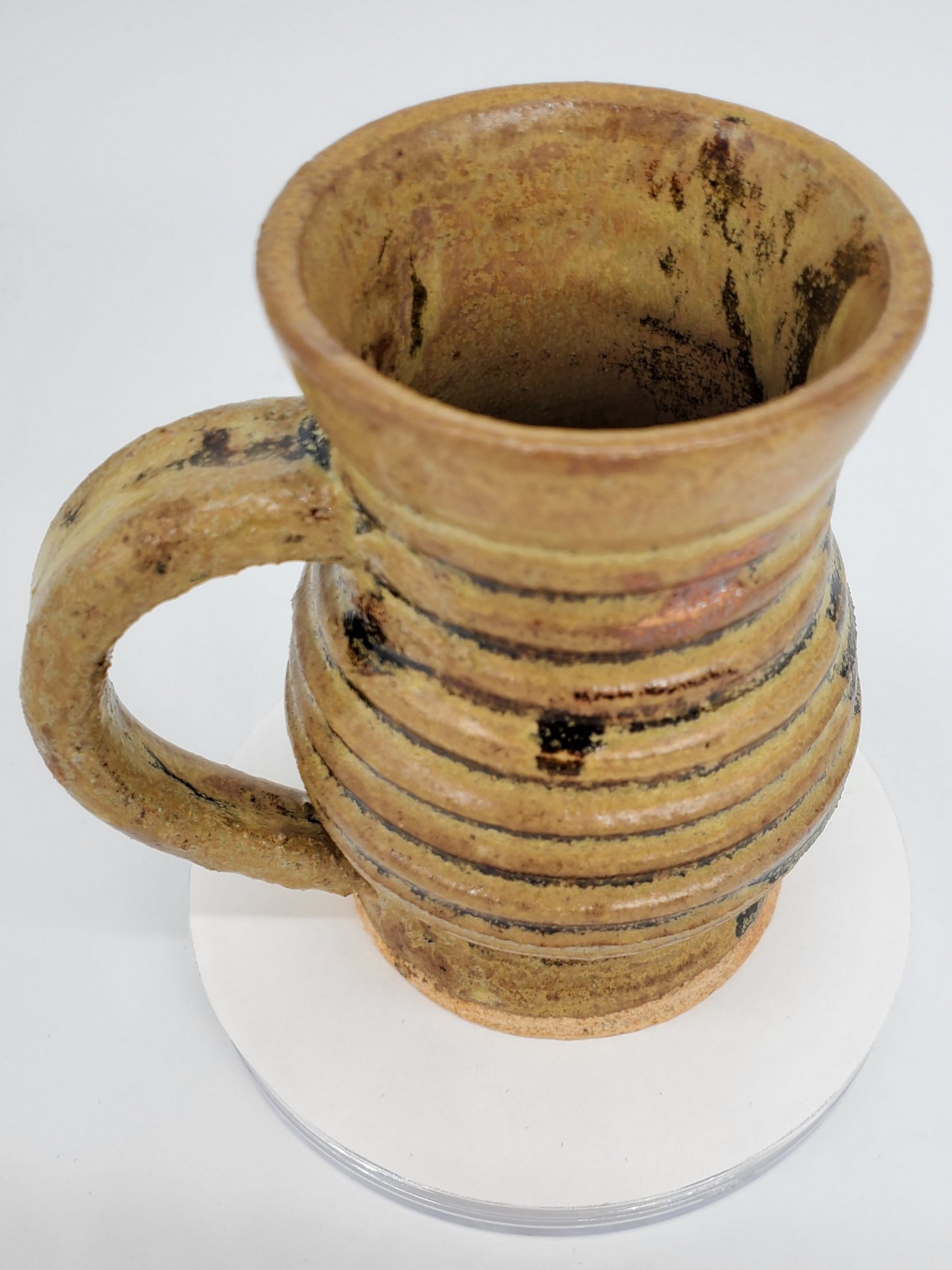Functional Thrown Small Curvy Rustic Mug With Tortoise Shell Glaze