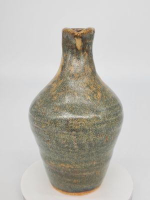 Decorative Thrown Medium Curvy Pretty Bottle With Rustic Shimmer Glaze