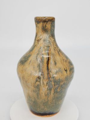 Decorative Thrown Medium Curvy Pretty Bottle With Rustic Shimmer Glaze