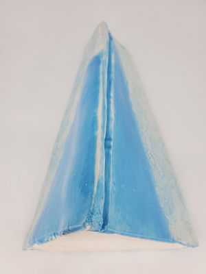 Functional Slabbed Medium Triangular Interesting Vase With Underglaze & Clear Glaze